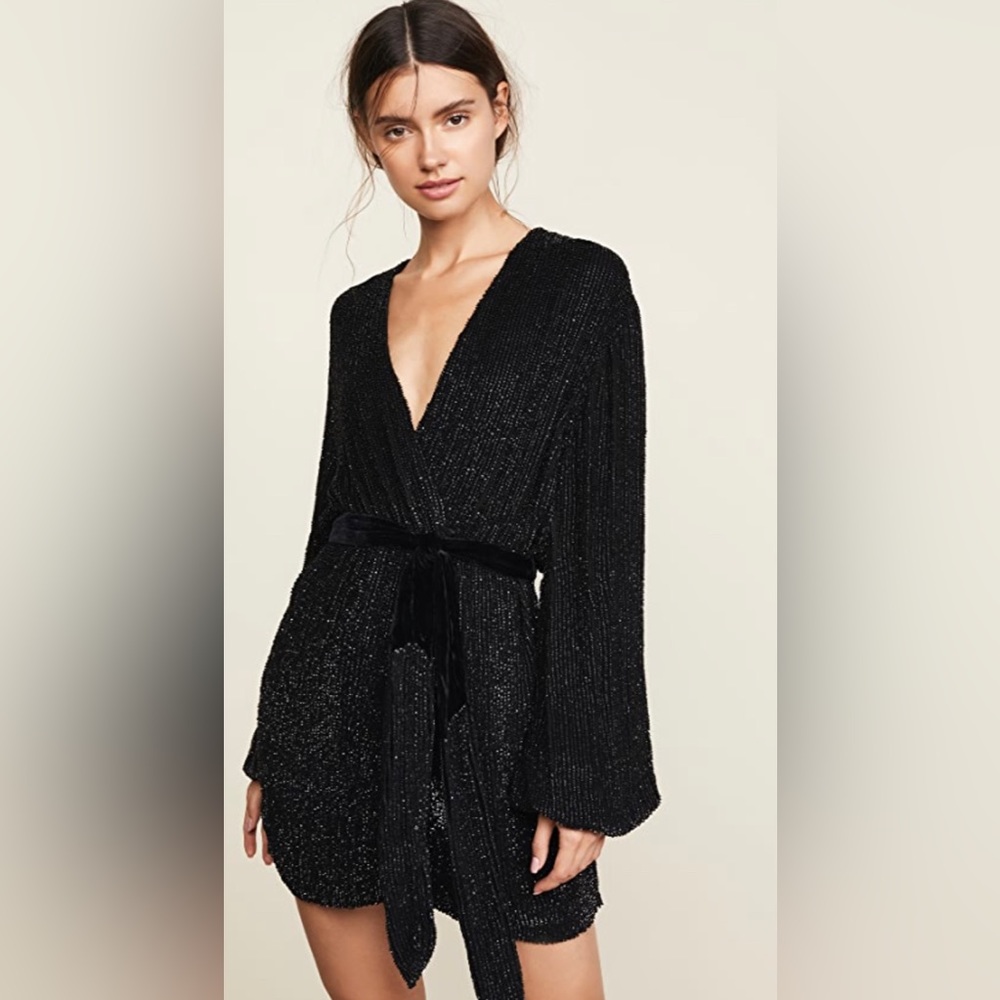 Retrofete Gabrielle Sequined Wrap Robe Dress